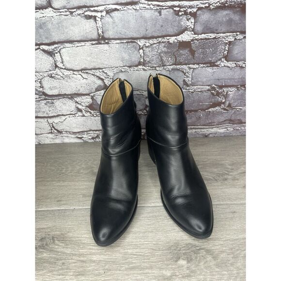 Nisolo Black Leather Ankle Back Zip Heel Booties Boots Women’s 9M US/40EU Mexico - Picture 13 of 16